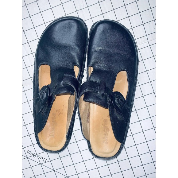 Alegria 9.5 EUR 40 Black Leather Clogs Mule Slip-On ALG-601 Nursing PG Lite EUC - Picture 5 of 11